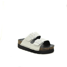 Load image into Gallery viewer, white leather platform sandals
