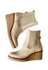 cream low wedge boots