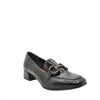 black heeled loafers