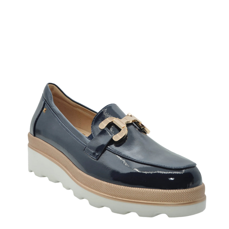 Load image into Gallery viewer, navy platform loafers
