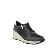 Load image into Gallery viewer, black trendy wedge trainers