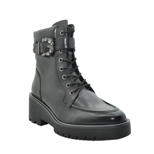 black lace up boots women