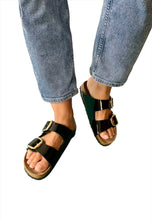 Load image into Gallery viewer, black big buckle birkenstock