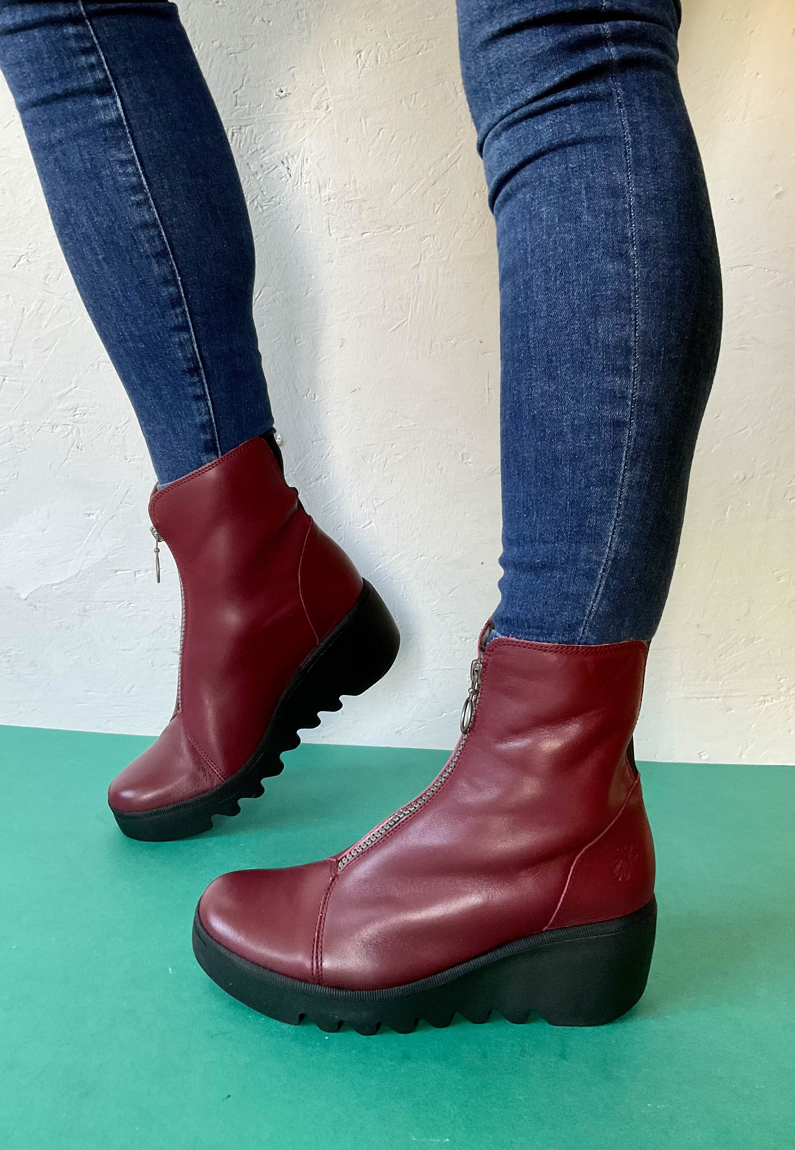 fly london wine wedge boots