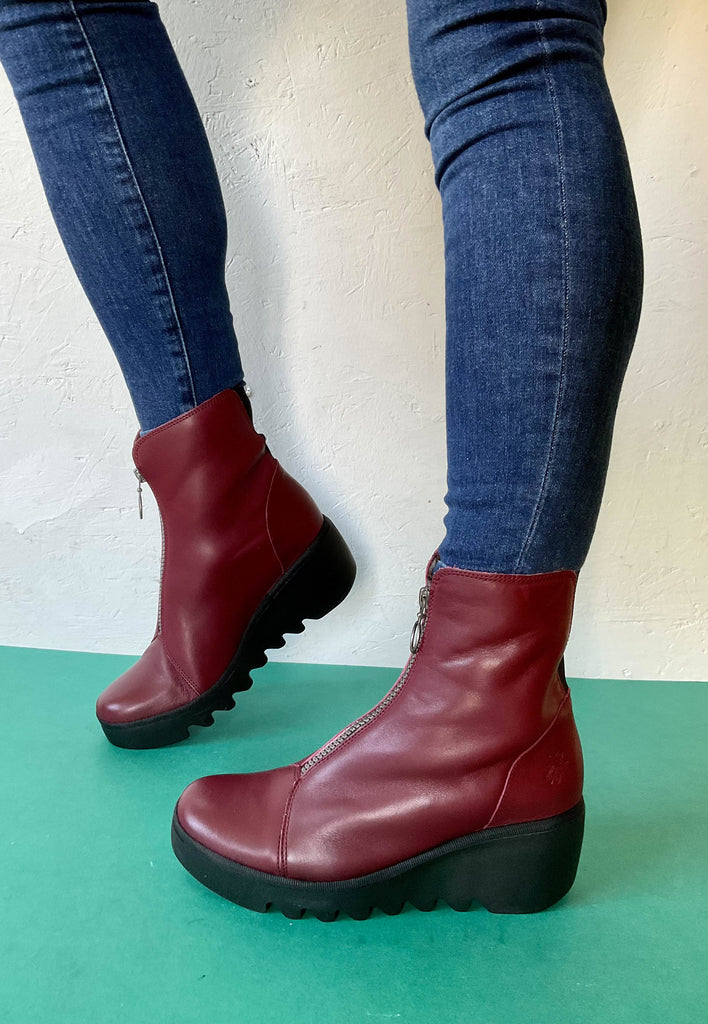 fly london wine wedge boots