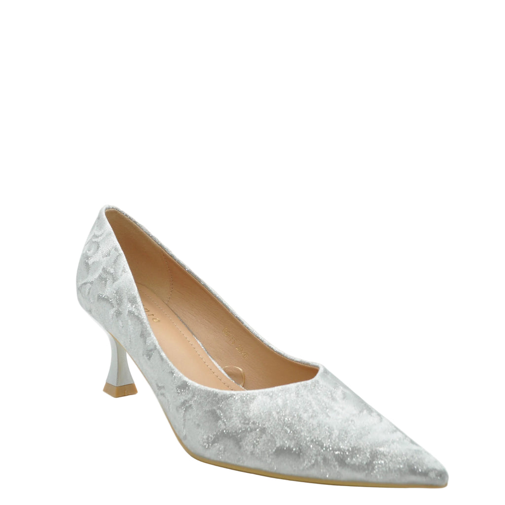 silver heels pointed toe