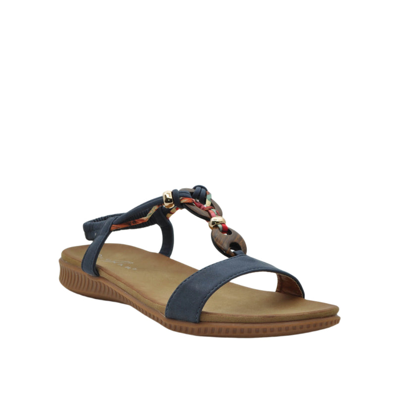 Load image into Gallery viewer, navy low wedge sandals
