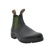 Close-up of the olive green elastic panel on the Blundstone #519