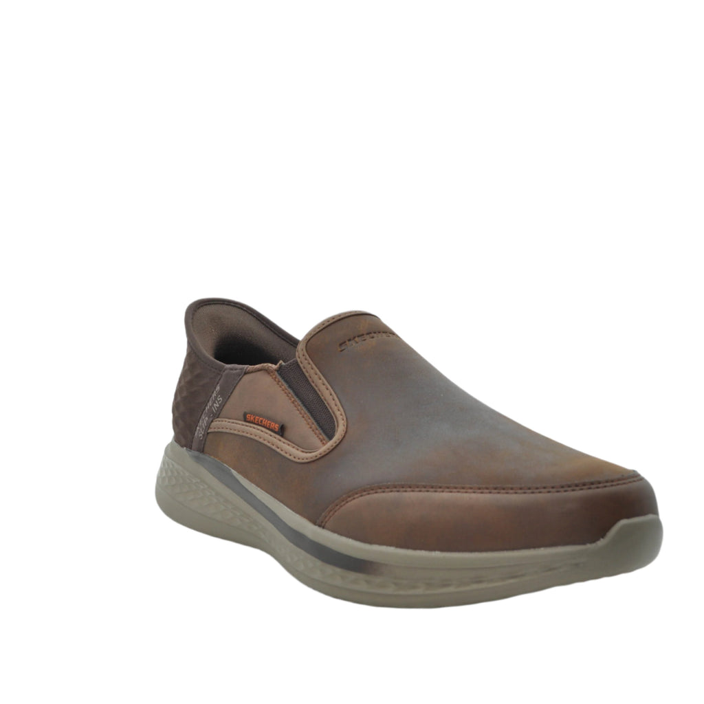 brown mens skechers slip ins