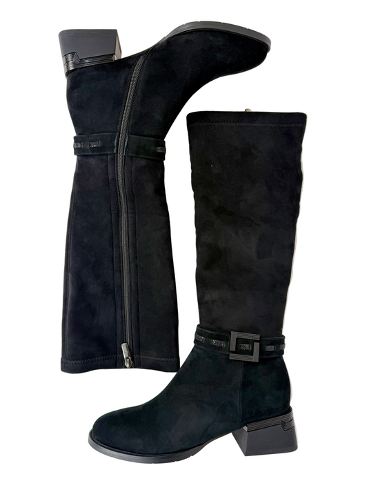 black suede knee high boots