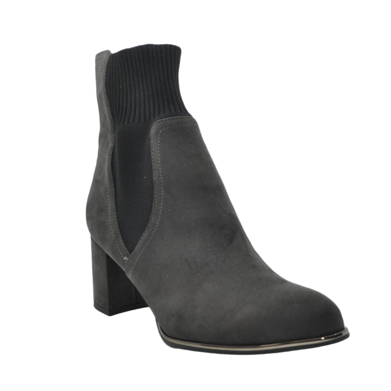 Load image into Gallery viewer, grey block heeled boots
