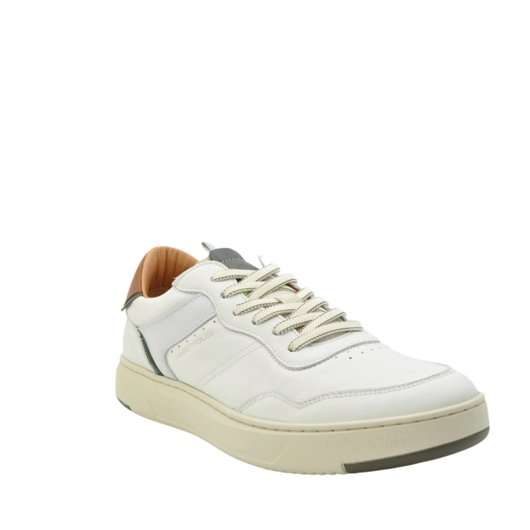 white leather sneakers