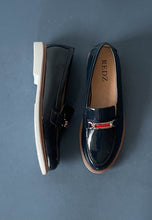 Load image into Gallery viewer, navy patent loafers