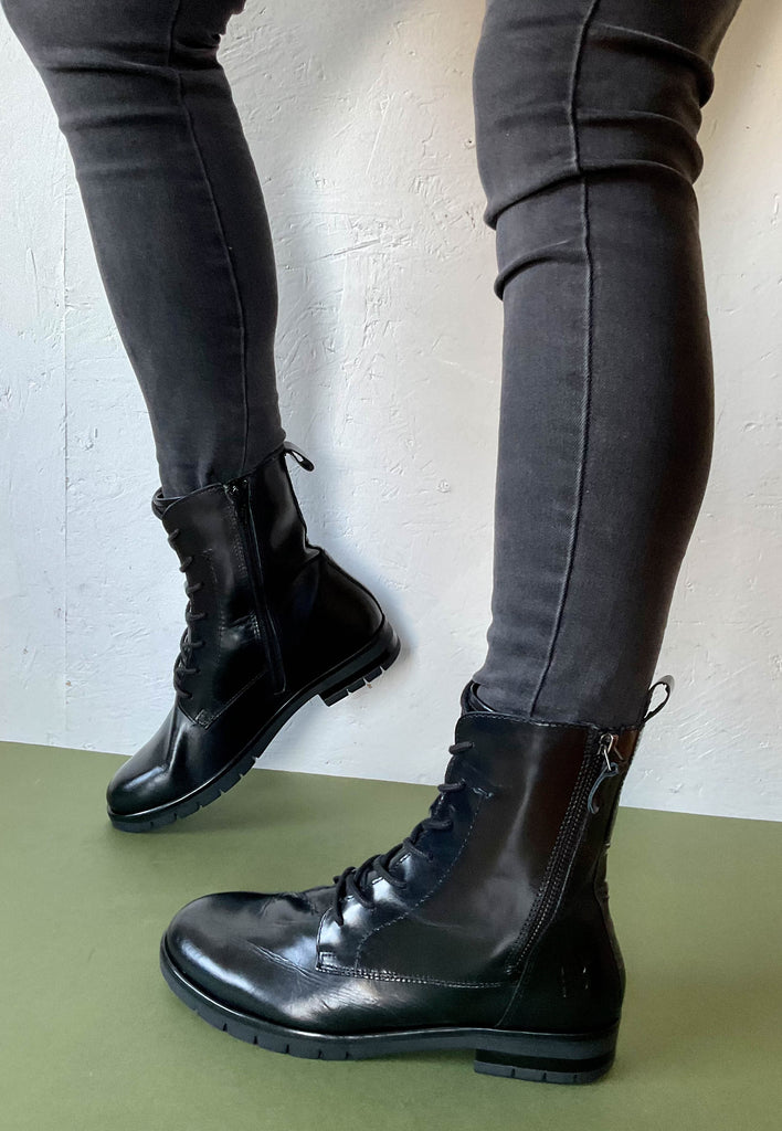 bagatt ladies black lace up boots