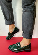 Load image into Gallery viewer, green patent loafers