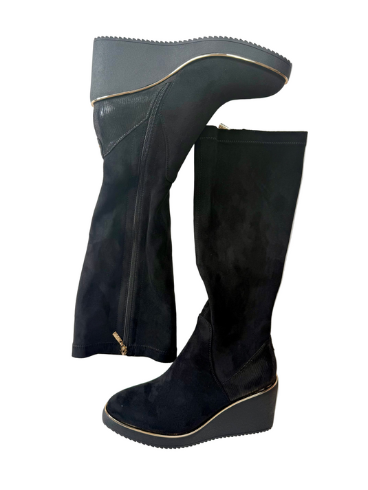black ladies long boots