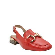 Load image into Gallery viewer, red low heeed sling backs