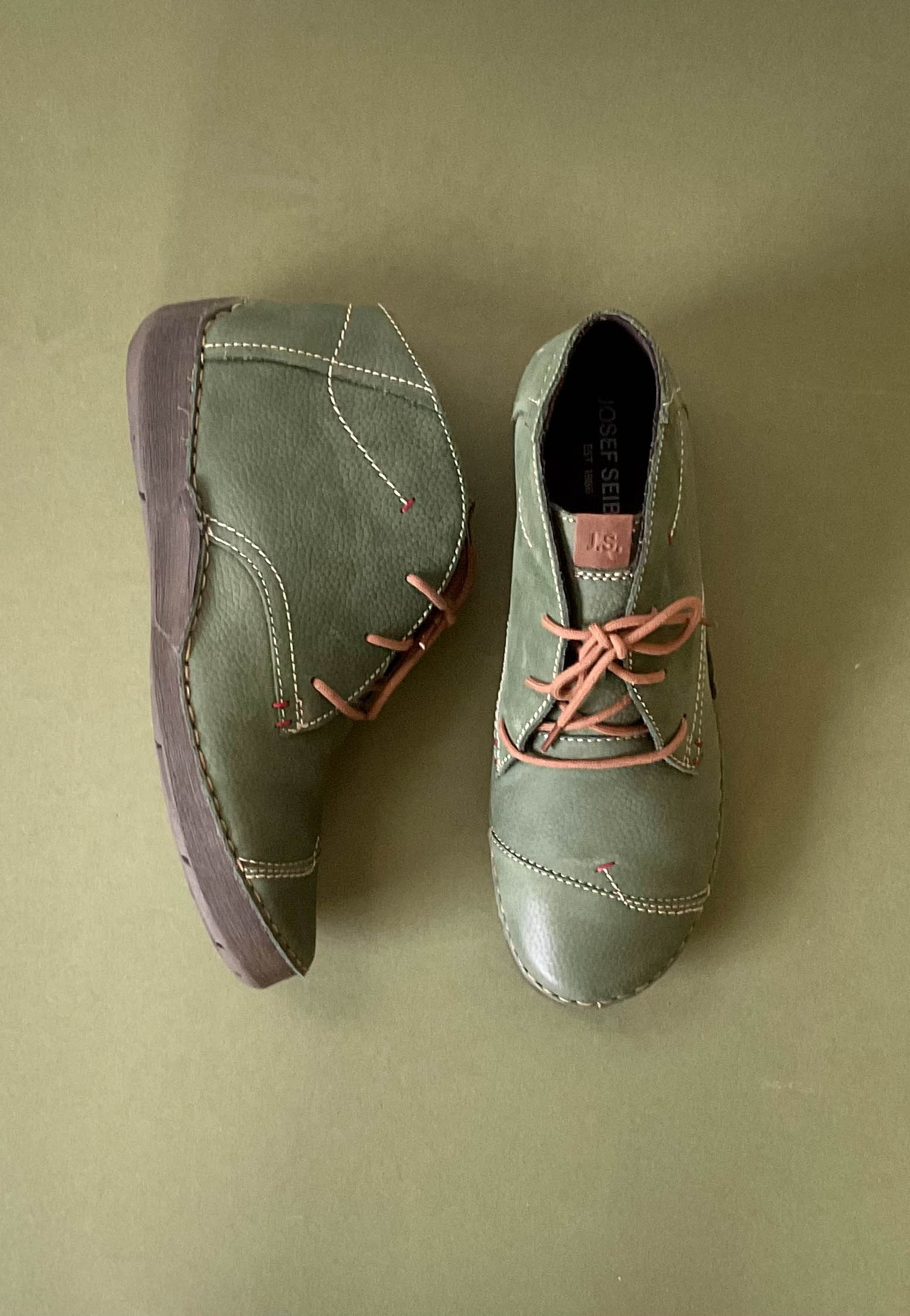 josef seibel green lace up boots