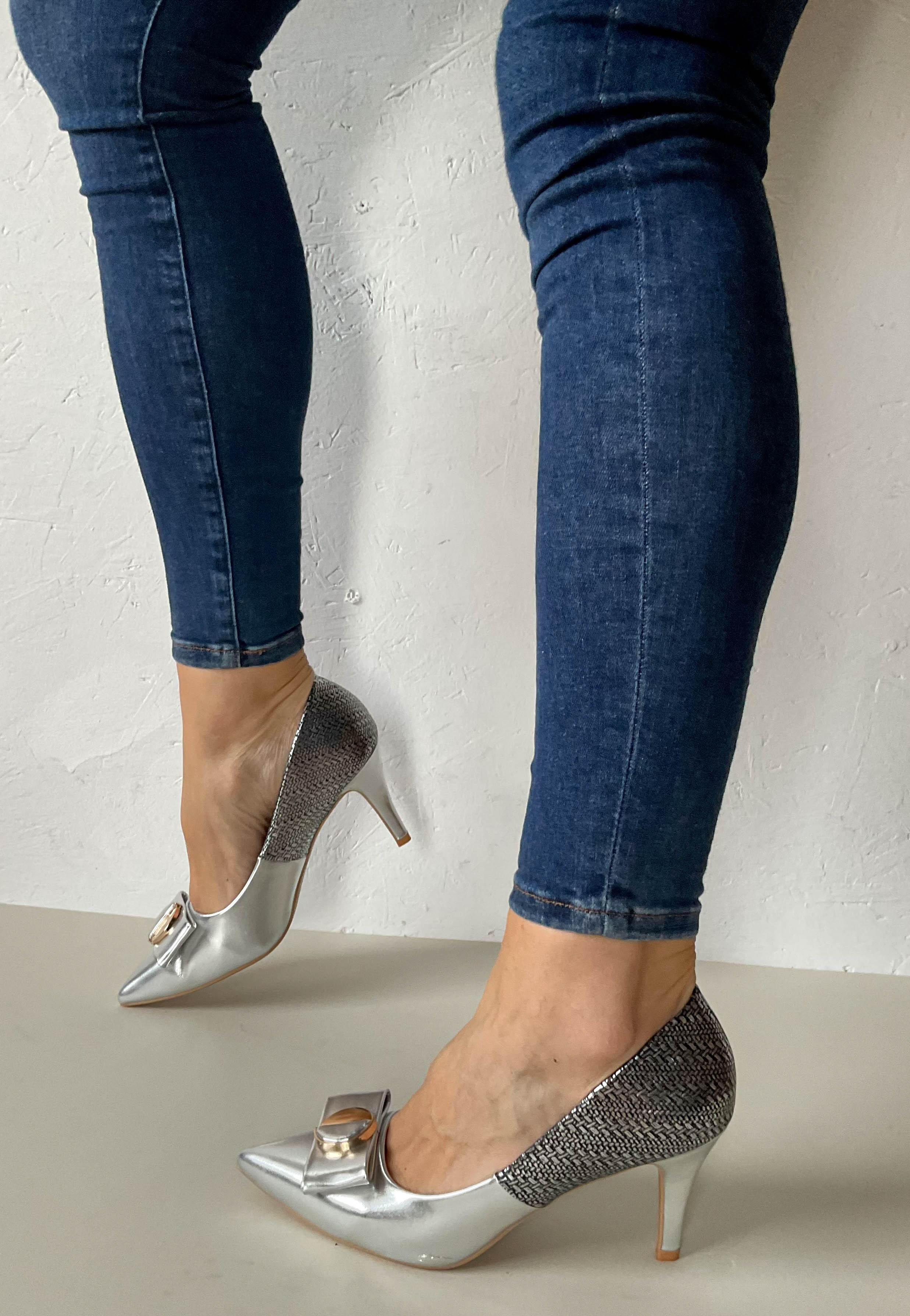 mettalic heels