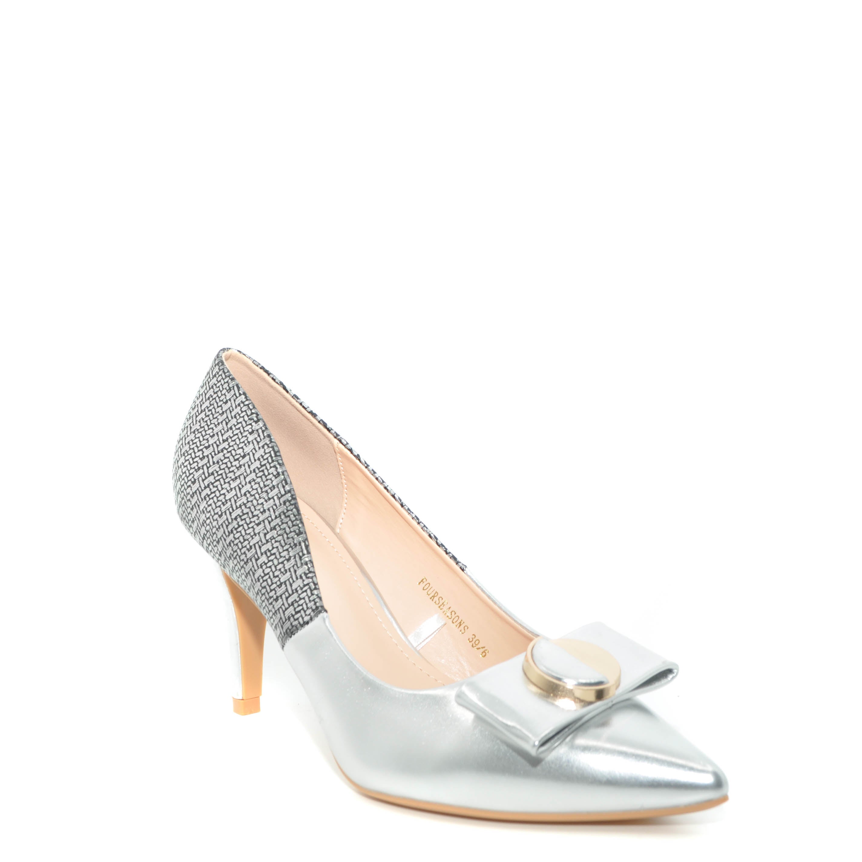 silver 3 inch heels