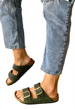 Load image into Gallery viewer, green birkenstock arizona sandals