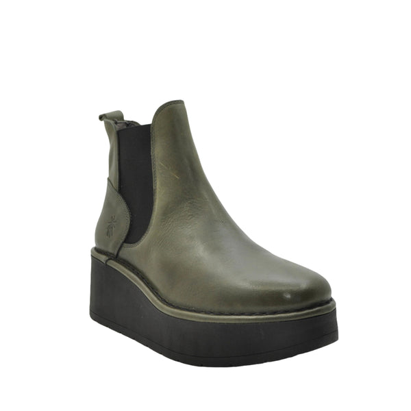 green wedge boots fly london