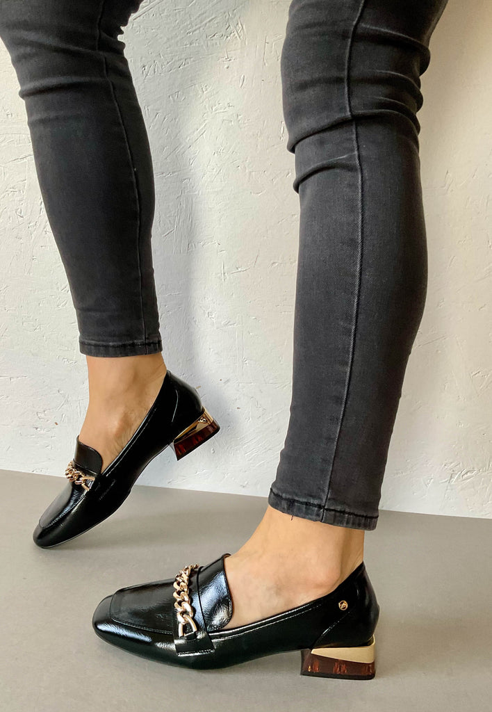 Black loafer heels