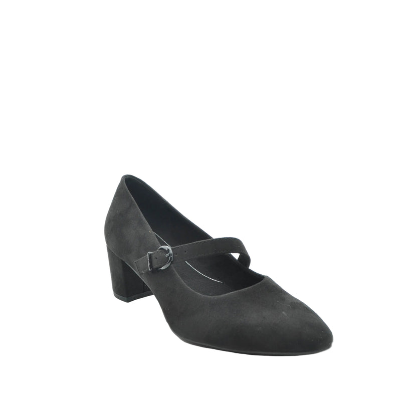 Load image into Gallery viewer, black low heel court shoes
