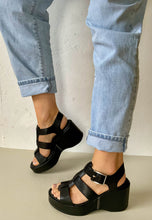Load image into Gallery viewer, black chunky ladies sandals