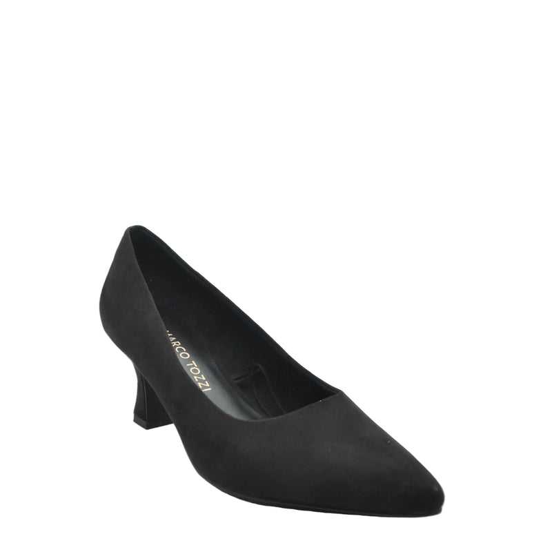 Load image into Gallery viewer, black suede court shoes
