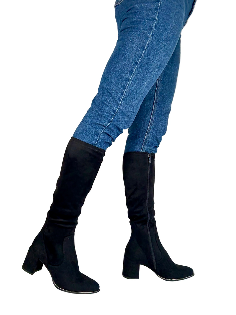 Load image into Gallery viewer, black long boots for women
