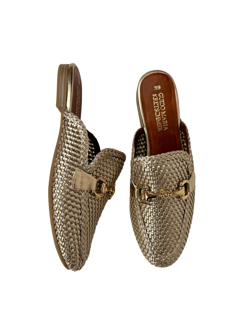 Load image into Gallery viewer, gold marco tozzi flats
