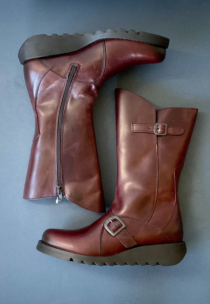 burgundy thigh high boots