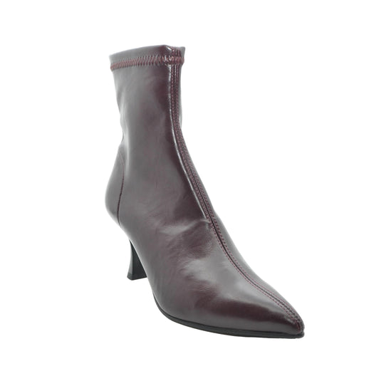 burgundy heeled boot miss elastic
