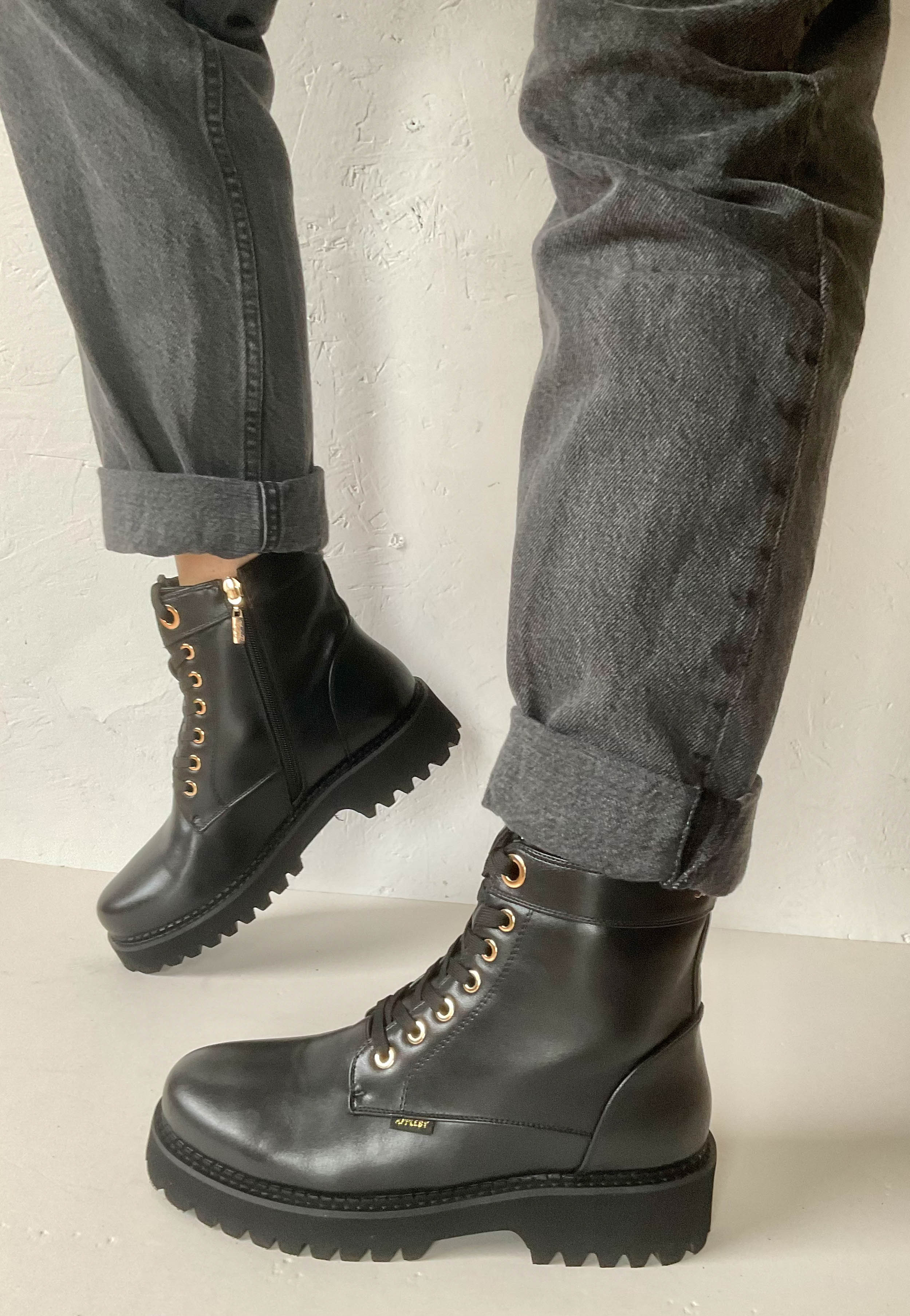 black biker boots