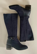 Load image into Gallery viewer, Navy square heel boots