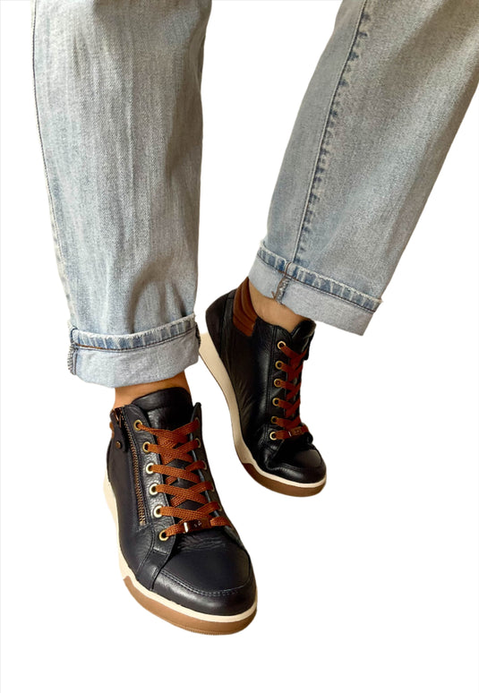 ladies navy leather boot