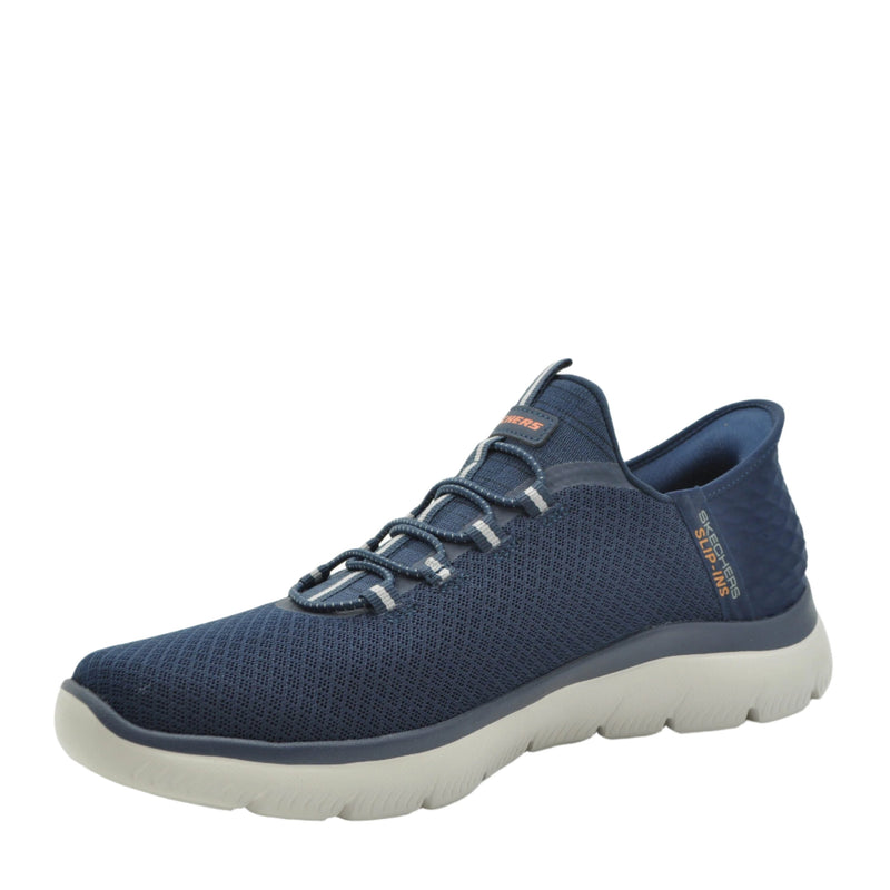 Load image into Gallery viewer, navy slip in shoes skechers
