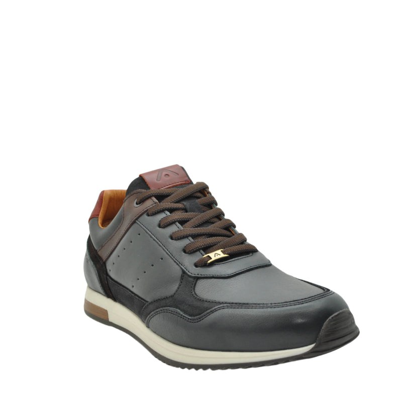 Load image into Gallery viewer, navy leather trainers for men
