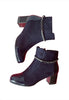 navy block heel ankle boots