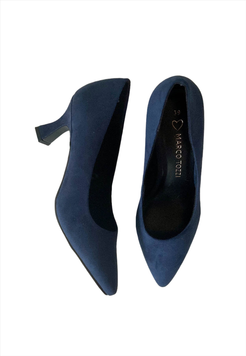 Load image into Gallery viewer, navy heeled shoes
