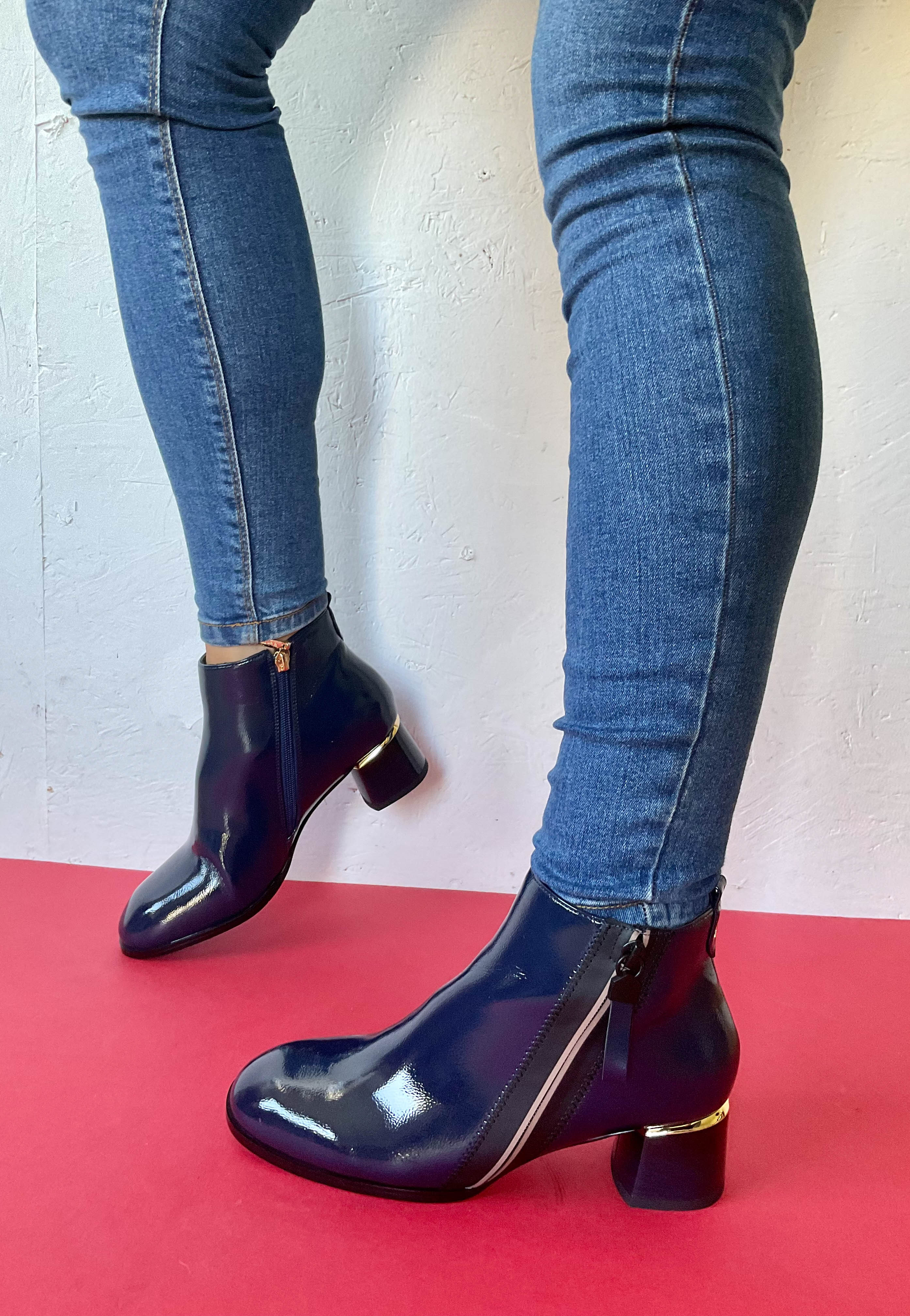 kate appleby navy patent boots