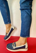 Load image into Gallery viewer, navy loafers for women