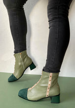 Load image into Gallery viewer, green block heel boots