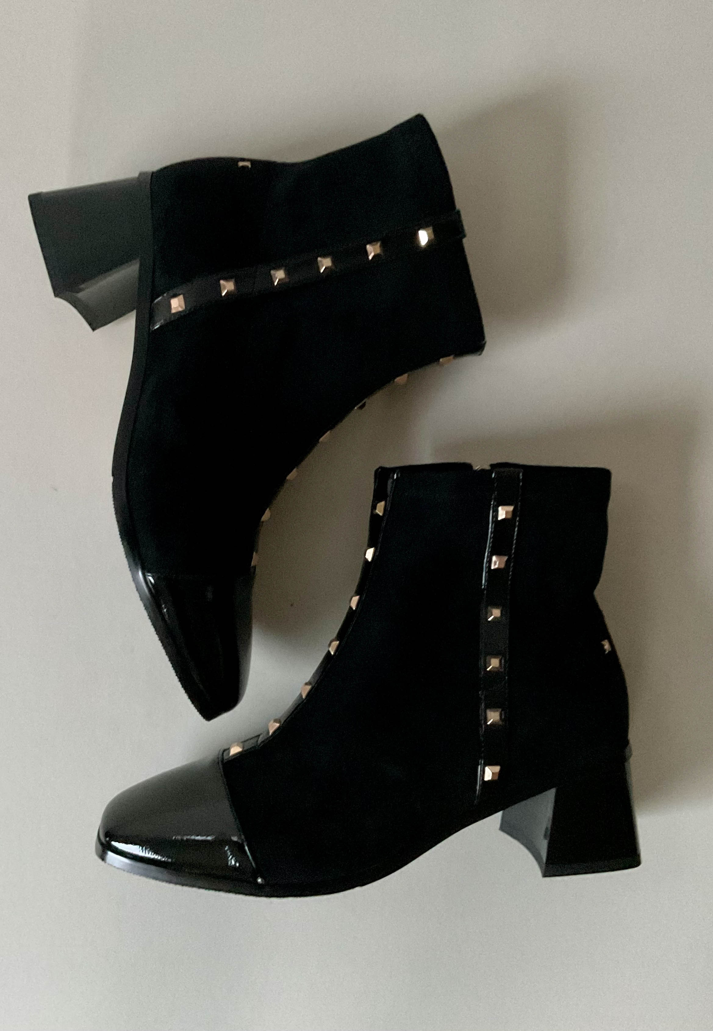 black studded heeled boots
