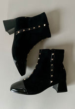 Load image into Gallery viewer, black studded heeled boots