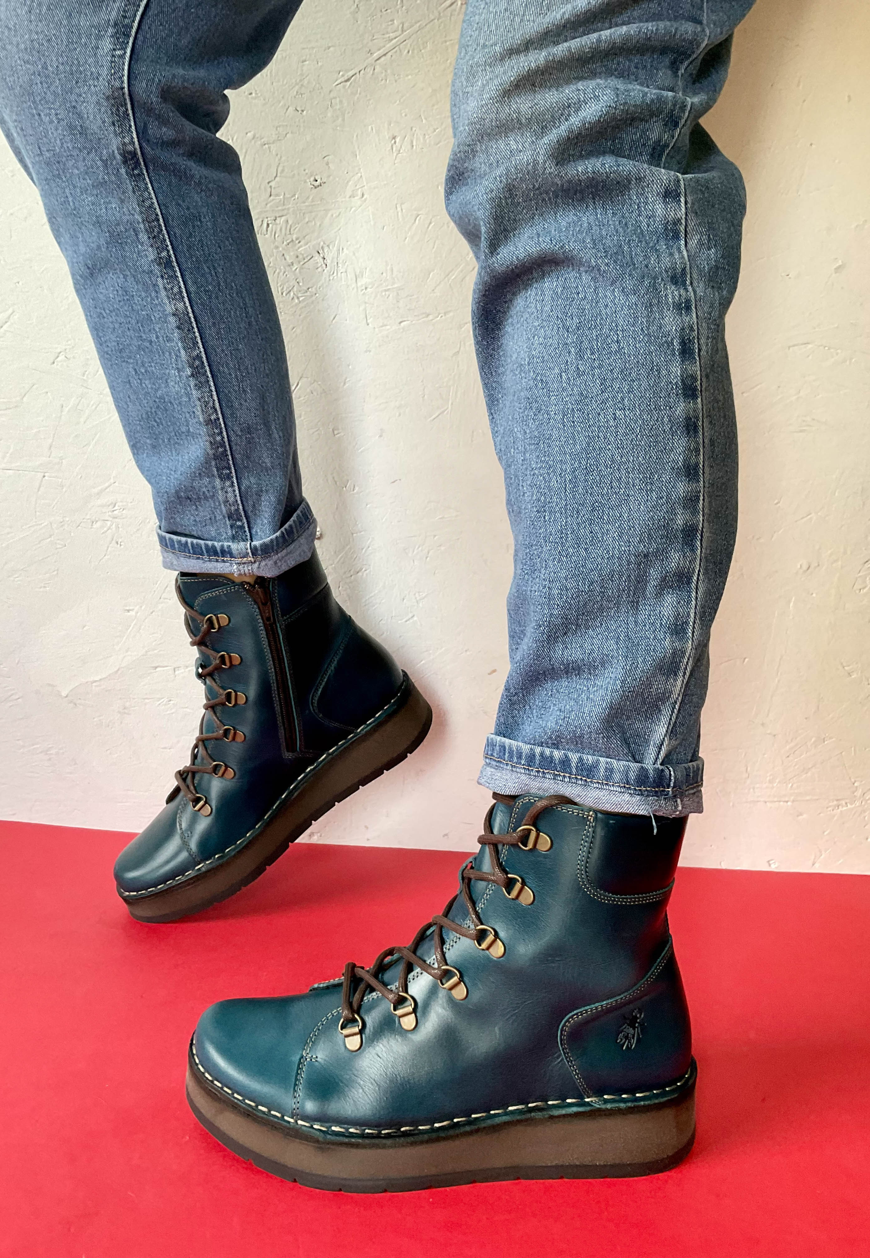 fly london blue lace up boots