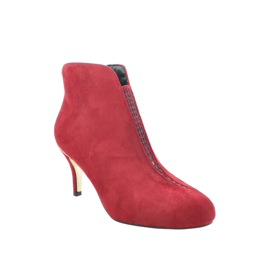 red womens heeled boots