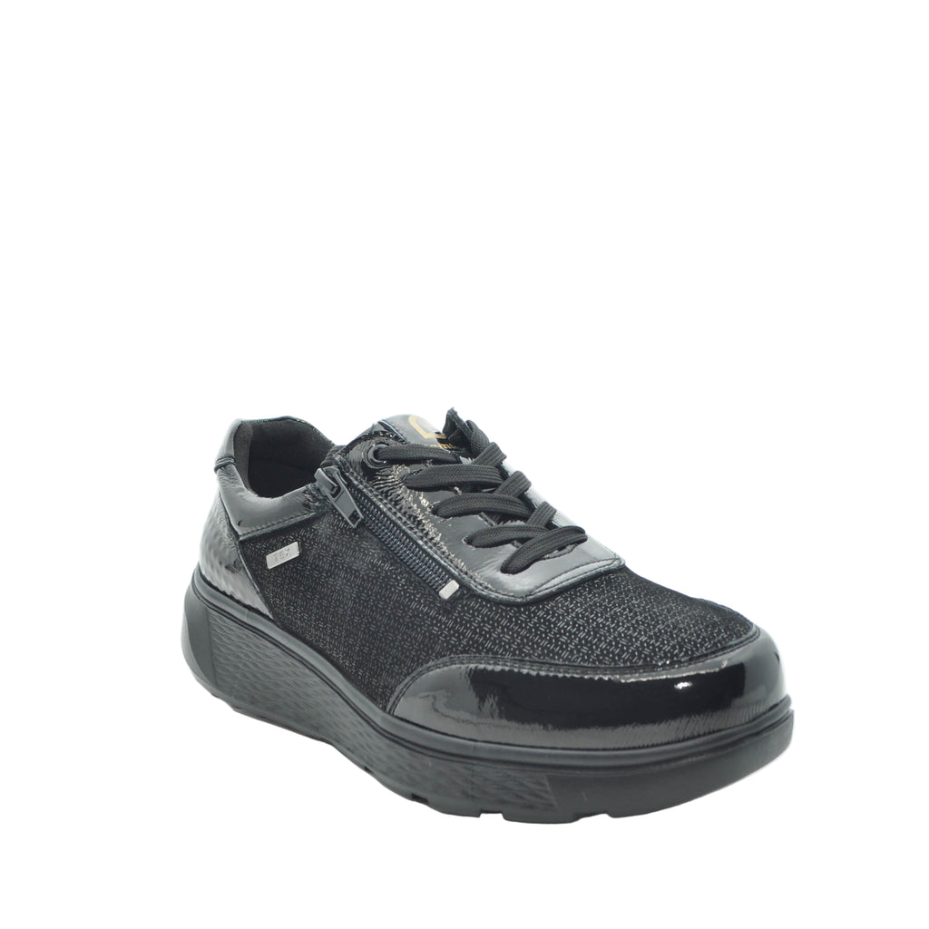 black patent walking shoes