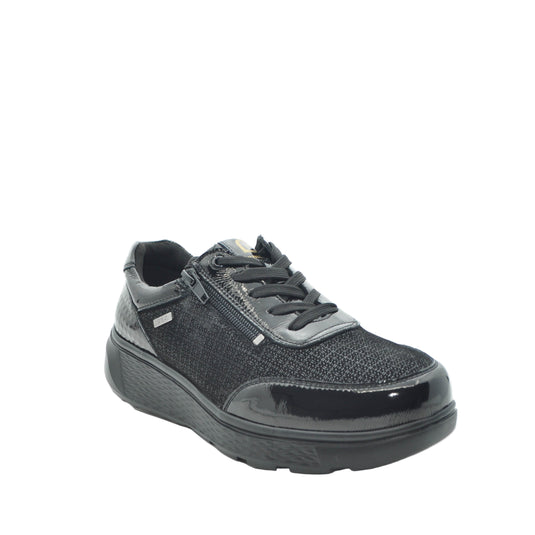 black patent walking shoes